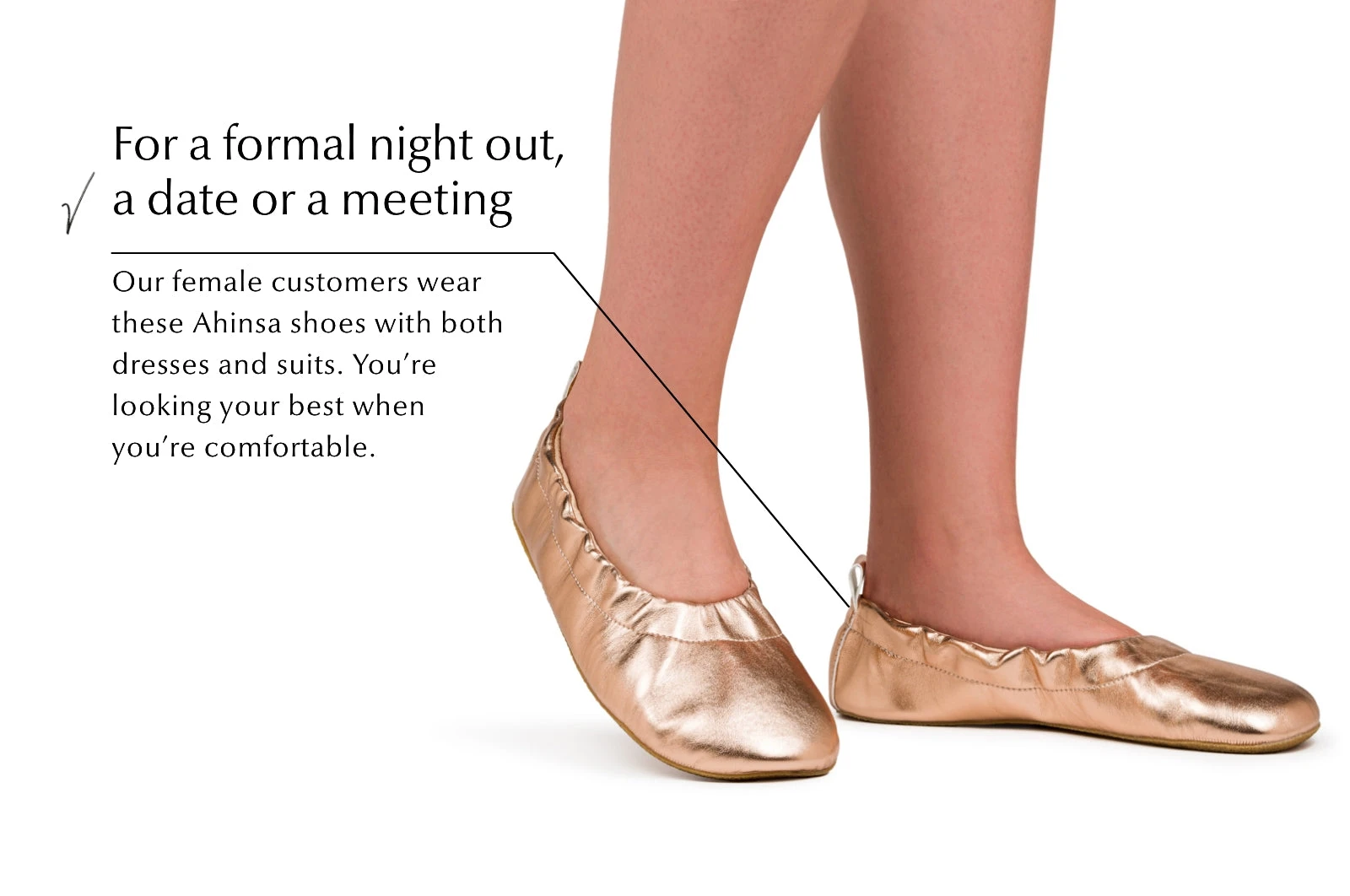 Балетки Ahinsa Chic Barefoot — розовое золото, фото 11